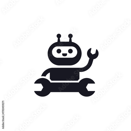 AI support icon with robot, artificial intelligence for technical help