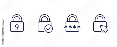 access line icons with lock for apps