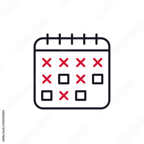 absence or poor attendance line icon with calendar