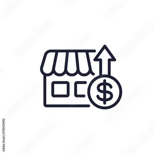increase sales line icon with shop, business and retail concept