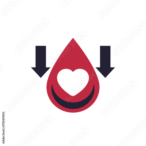 lower cholesterol icon with blood drop and heart