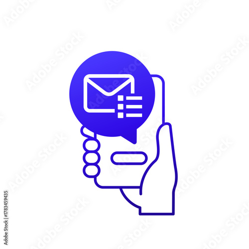 mailing list icon with a phone in hand