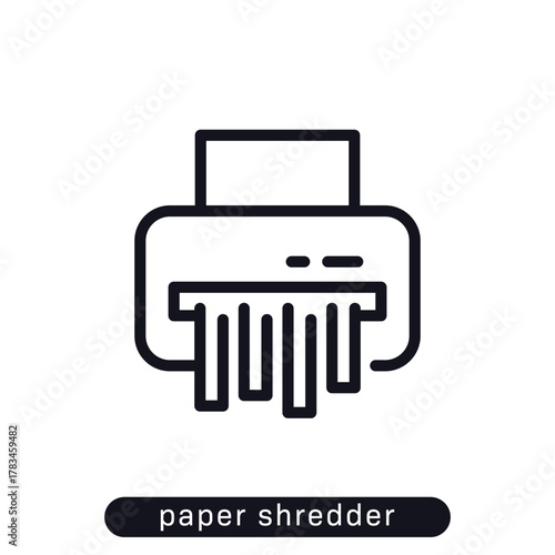 paper shredder icon, document shredding machine line pictogram