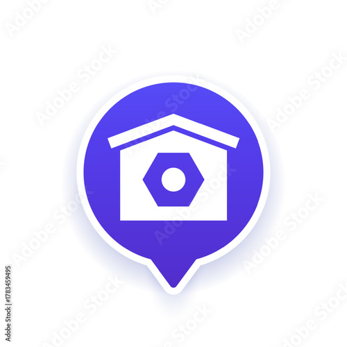 Parts storage vector icon with a warehouse