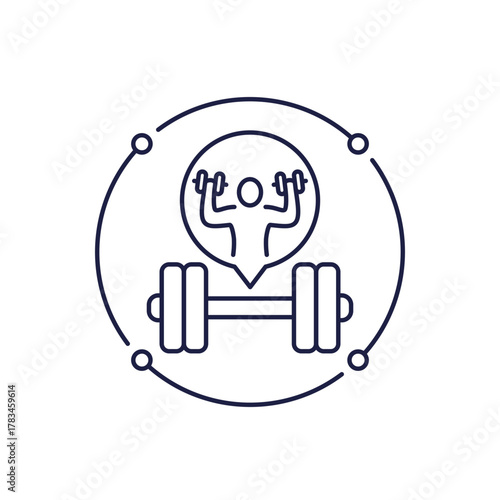 workout line icon, fitness and training vector design