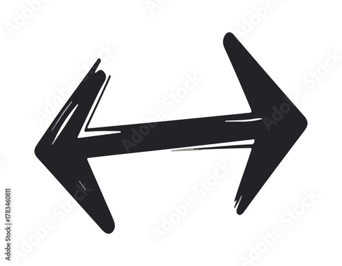 Hand-drawn Double-Sided Arrow Icon in Black Isolated on White Background Vector Illustration for Design Elements Navigation Symbols and Direction Indicators