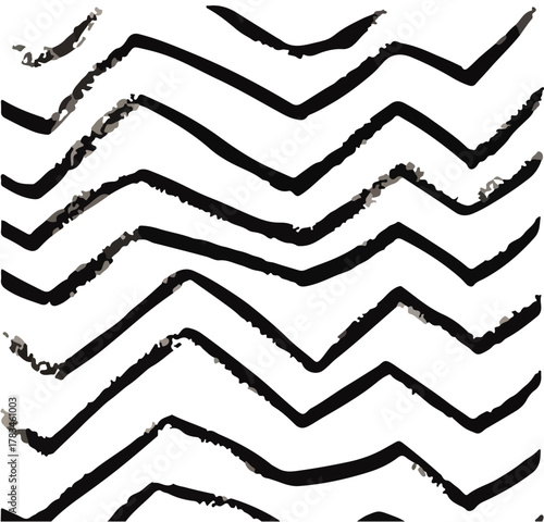 Seamless hand-drawn vector chevron pattern black brushstrokes on a white background ideal for textiles wallpaper wrapping paper apparel and home decor