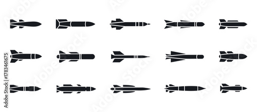 Military Rocket and Guided Missile vector icon