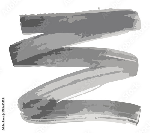 Abstract Gray Brush Stroke Zigzag Shape Isolated on White Background Vector Illustration for Design Element Banner Background Wallpaper Texture and Decoration