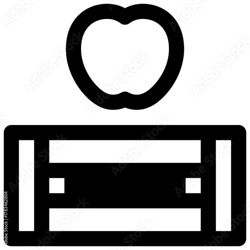 Produce. Outlined stroke vector icon with black-filled details.