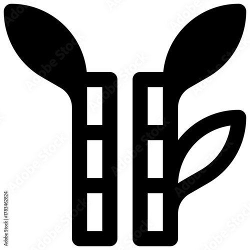 Sugarcane. Outlined stroke vector icon with black-filled details.