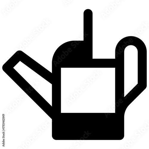 Watering can. Outlined stroke vector icon with black-filled details.