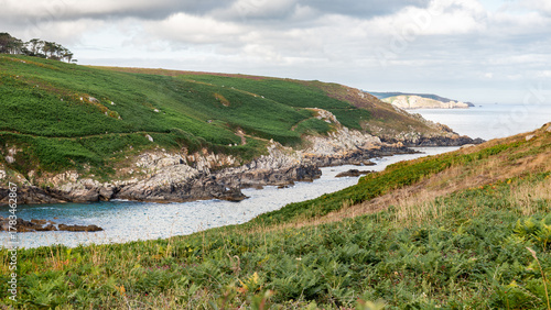View of the cliffs around Pointe du Millier, in Finistère, Brittany, France.