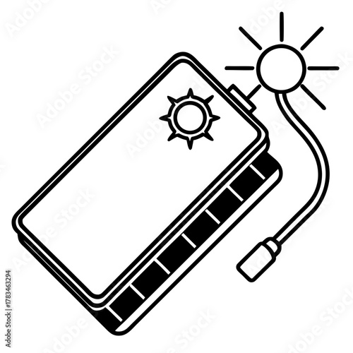 Solar panel with cable and sun