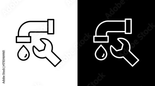 Wrench  White Icon Set Design