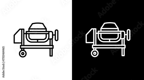 Cement Mixer  White Icon Set Design