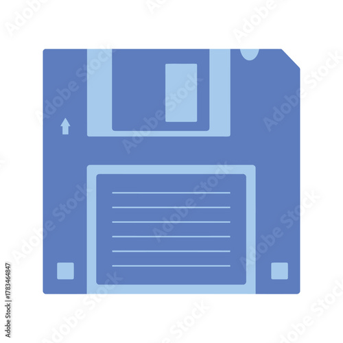 Floppy Disk Icon Blue Retro Storage Device.