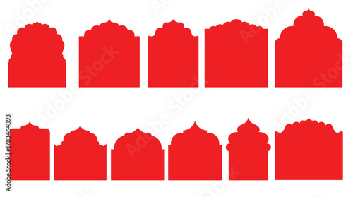 Traditional architectural gate shapes set inspired by Indian temple and cultural heritage