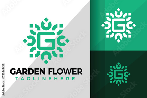 Letter G Garden Flower Logo Icon Vector Design Illustration