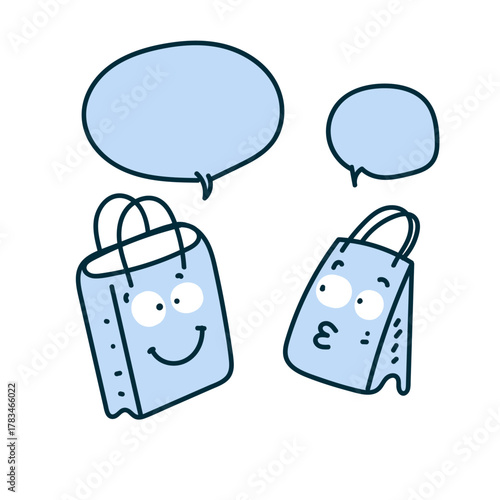 cute shopping bag character  cartoon doodle