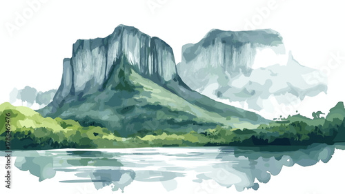 Canaima National Park. Canaima National Park hand drawn watercolor illustration