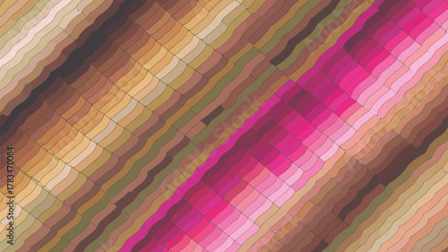 Abstract diagonal pattern with brown and pink hues creating a textured and layered appearance overall