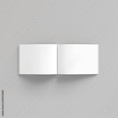 Opened White Book. Blank Cover Of Magazine, Book, Booklet, Brochure Isolated On White Background. Mock Up Template. 3D rendering.	
