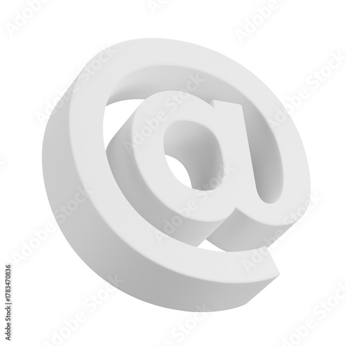 3D White At sign icon, 3D White At symbol icon, 3D Illustration. Mockup template. 3D Rendering