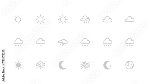Weather Icon Set A collection of simple and modern weather symbols for various forecasting applications