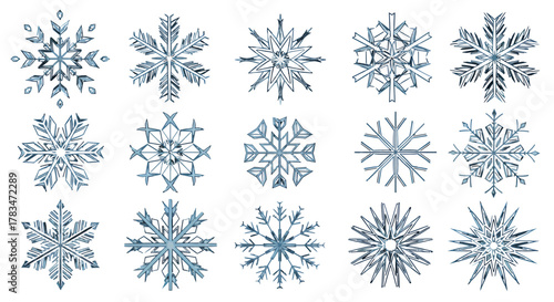 Winter Collection Elegant Blue Snowflake Designs for Holiday and Seasonal Decor