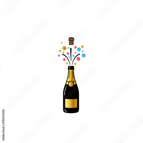 Celebration with Champagne Bottle Pop