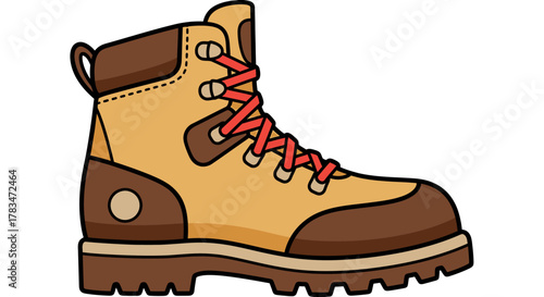 Hiking boot illustration Durable footwear for outdoor adventures, ready for trekking and exploration