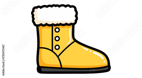 Cozy Yellow Winter Boot Icon Cartoon Illustration of a Warm Footwear for Cold Weather Seasons