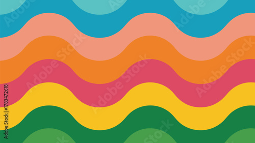 A colorful background with wavy lines in shades of blue, pink, orange, yellow, and green colors