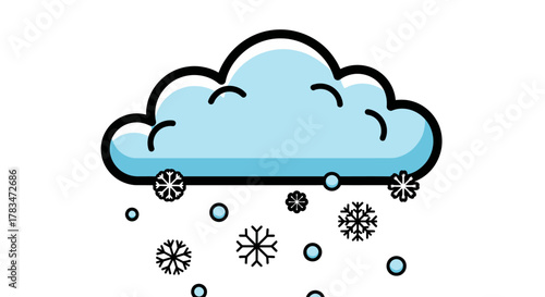 A cloud with snowflakes falling from it, representing a winter weather icon