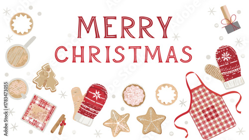 Cozy christmas baking scene with gingerbread cookies mittens and hot cocoa celebrating the holiday season with festive decorations