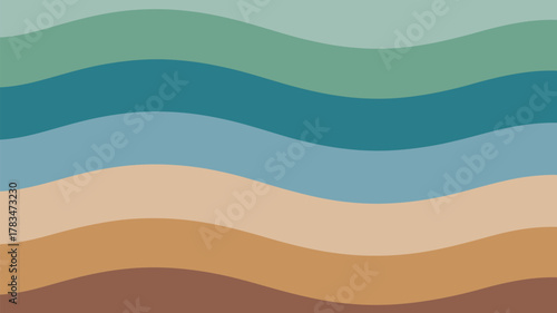 Abstract background with wavy lines of varying colors from green to brown in a smooth gradient style