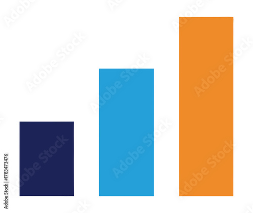 Bar chart showing growth business graph with three columns of different height