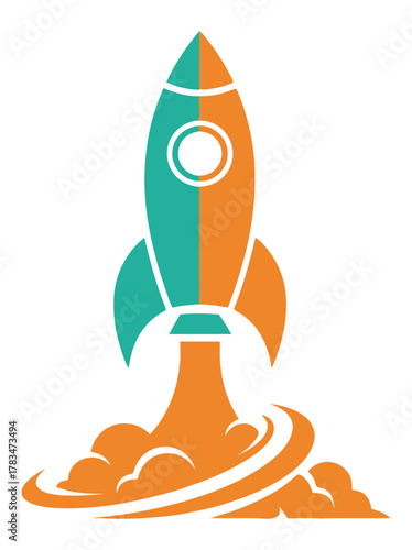 Vibrant rocket ship takes flight, symbolizing innovation, progress, and the boundless possibilities of space exploration