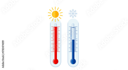 Thermometers Illustrating Hot and Cold Temperatures A Visual Comparison of Summer and Winter Conditions