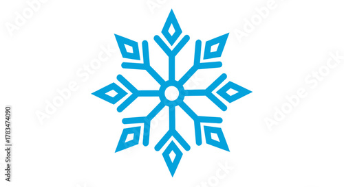 A serene blue snowflake symbol, representing the crisp beauty of winter and the festive holiday season. This elegant icon captures the essence of cold weather charm and the delicate patterns of ice