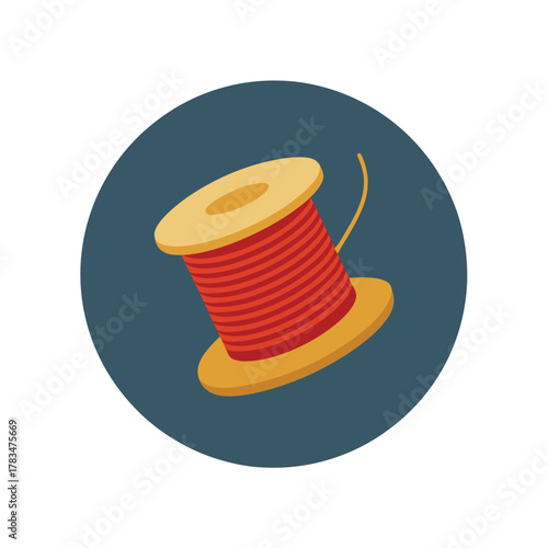 Janeu thread coiled on thali vector flat icon with subtle gold and red accents