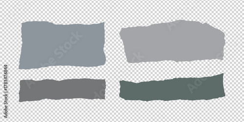 torn paper edge set with realistic ripped note shapes on a transparent background, perfect for digital design use.