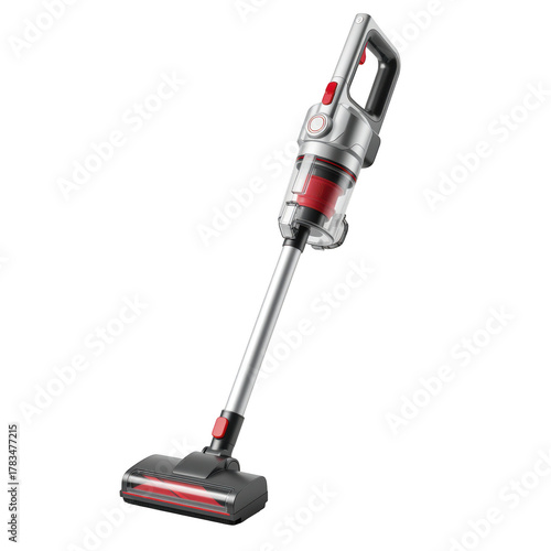 Modern cordless stick vacuum cleaner isolated on transparent background