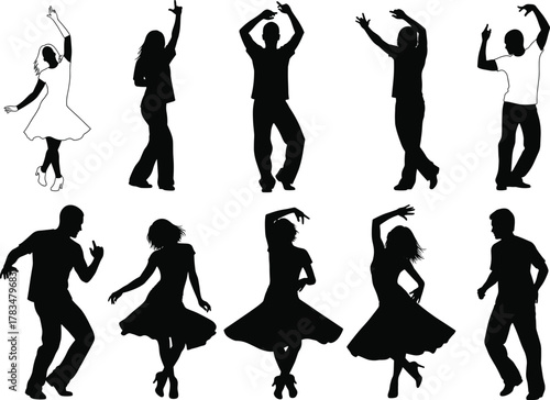 Dance Silhouettes – Expressive Poses of Male and Female Figures in Motion