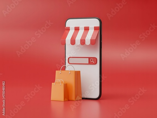 Online shopping store app on smartphone