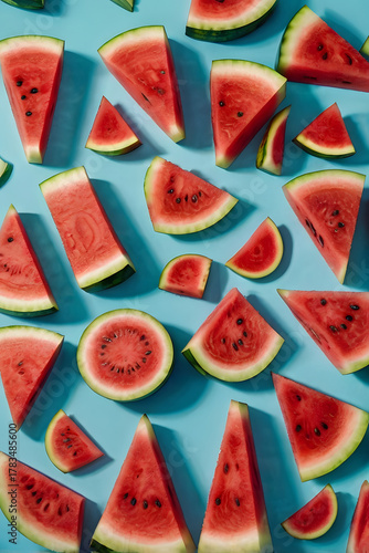Watermelon Slices on Colorful Background