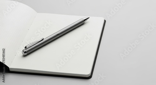 Wallpaper Mural A silver pen rests on an open notebook with blank pages ready for your thoughts and creative ideas Torontodigital.ca