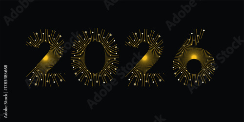 Golden sparkling 2026 new year celebration graphic banner design