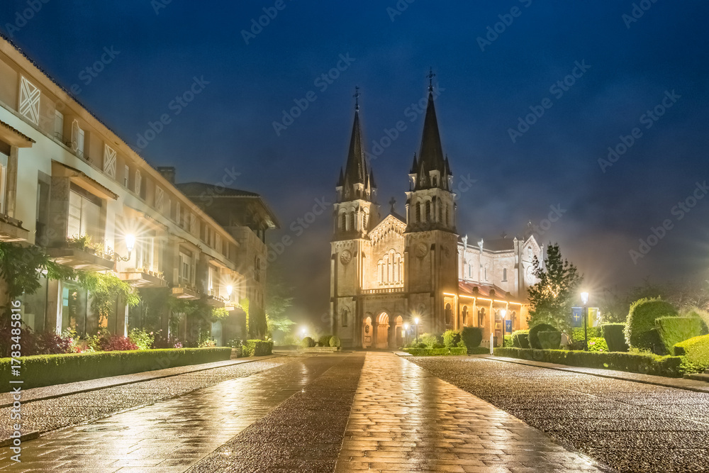 Fototapeta premium Historic view of the Covadonga Sanctuary in Asturias, Northern Spain.